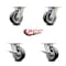 Service Caster 5 Inch Kingpinless Rubber on Aluminum Wheel Swivel Caster Set with 2 Brakes SCC SCC-KP30S520-RAR-2-SLB-2 - alternate 6